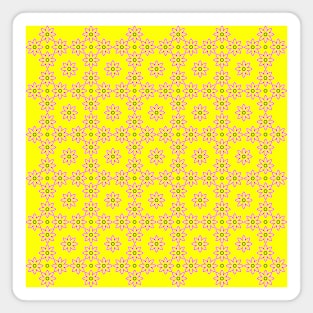 Pink flowers on yellow background pattern, version 18 Magnet